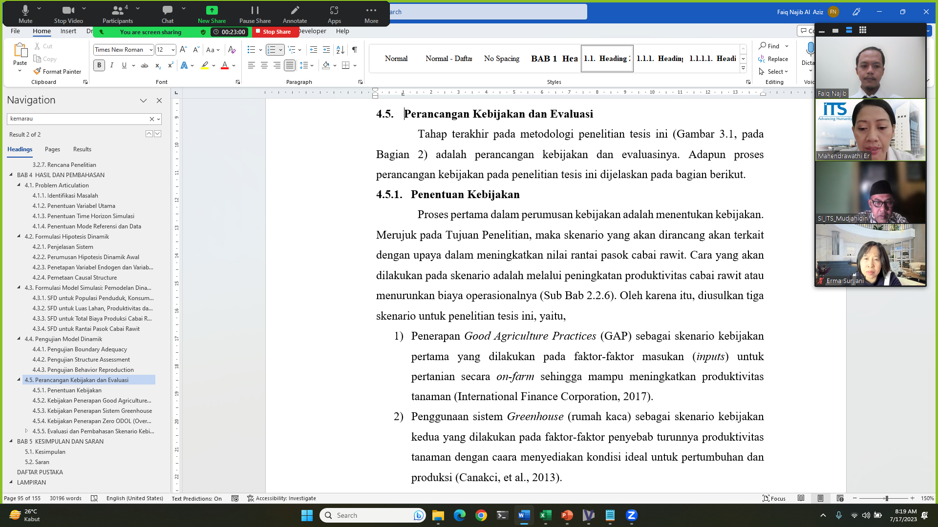 photo of Faiq's final thesis seminar